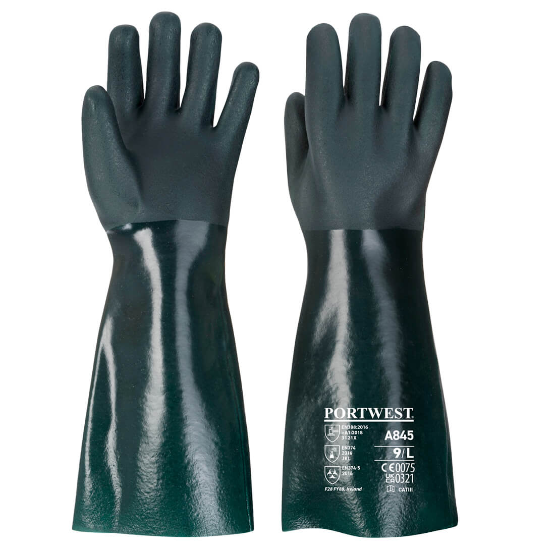 Rękawica pokryta podwójną warstwą PCV 45 cm